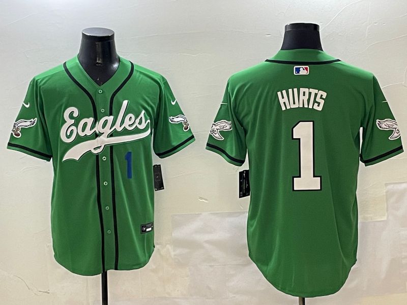 Men Philadelphia Eagles #1 Hurts Green three generations Jointly Name 2025 Nike Limited NFL Jersey style 11->colorado rockies->MLB Jersey